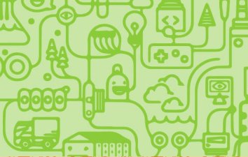 green background with illustrations on it